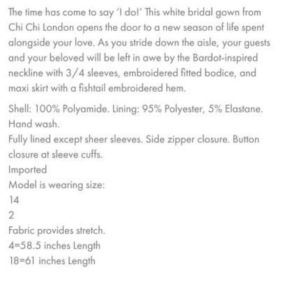 Chi Chi London Pure Elegance Embroidered Mermaid Wedding Dress - Picture 15 of 15